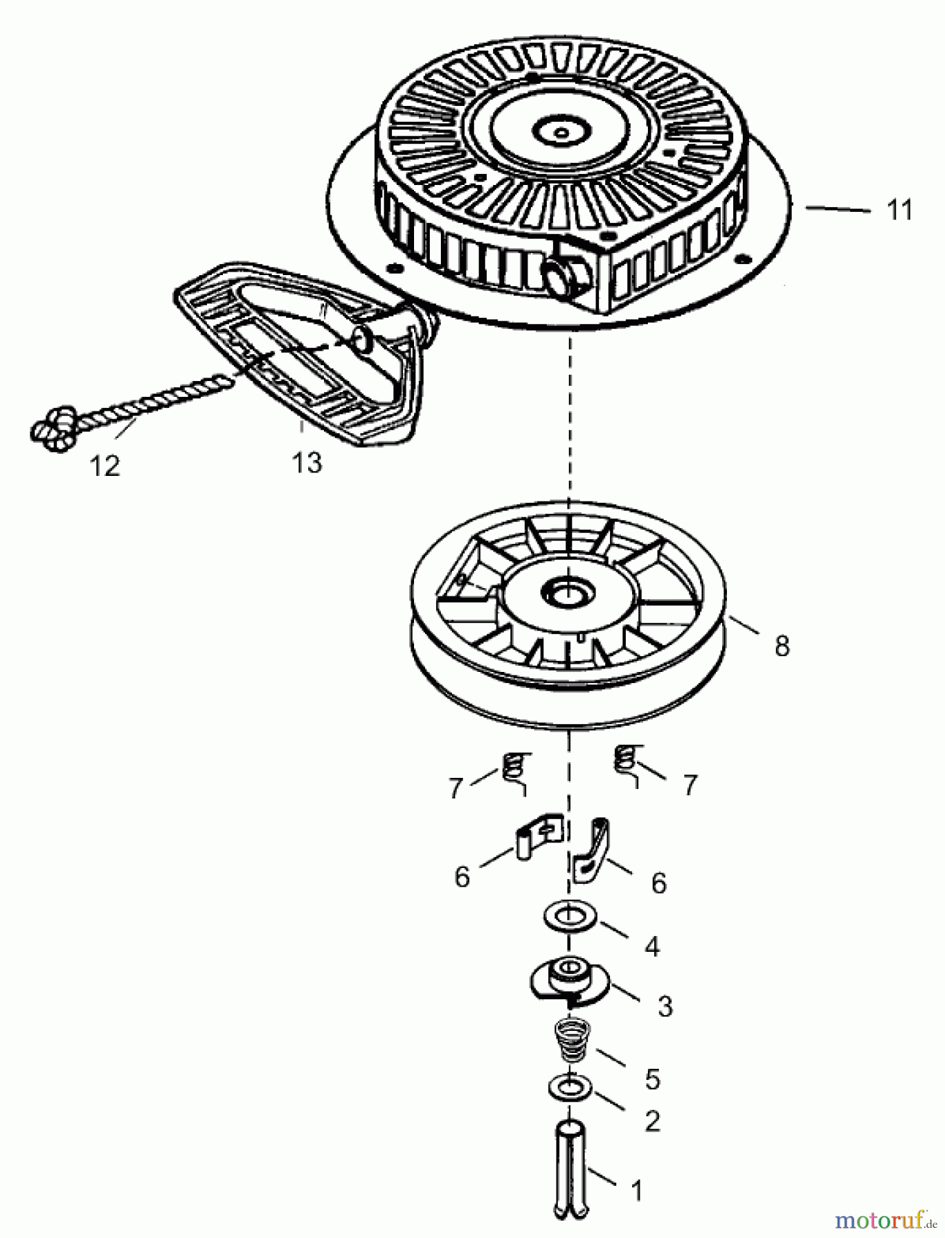 Toro Neu Snow Blowers/Snow Throwers Seite 2 38652 (1128 OXE) - Toro Power Max 1128 OXE Snowthrower, 2004 (240000001-240999999) RECOIL STARTER PART NO. 590749