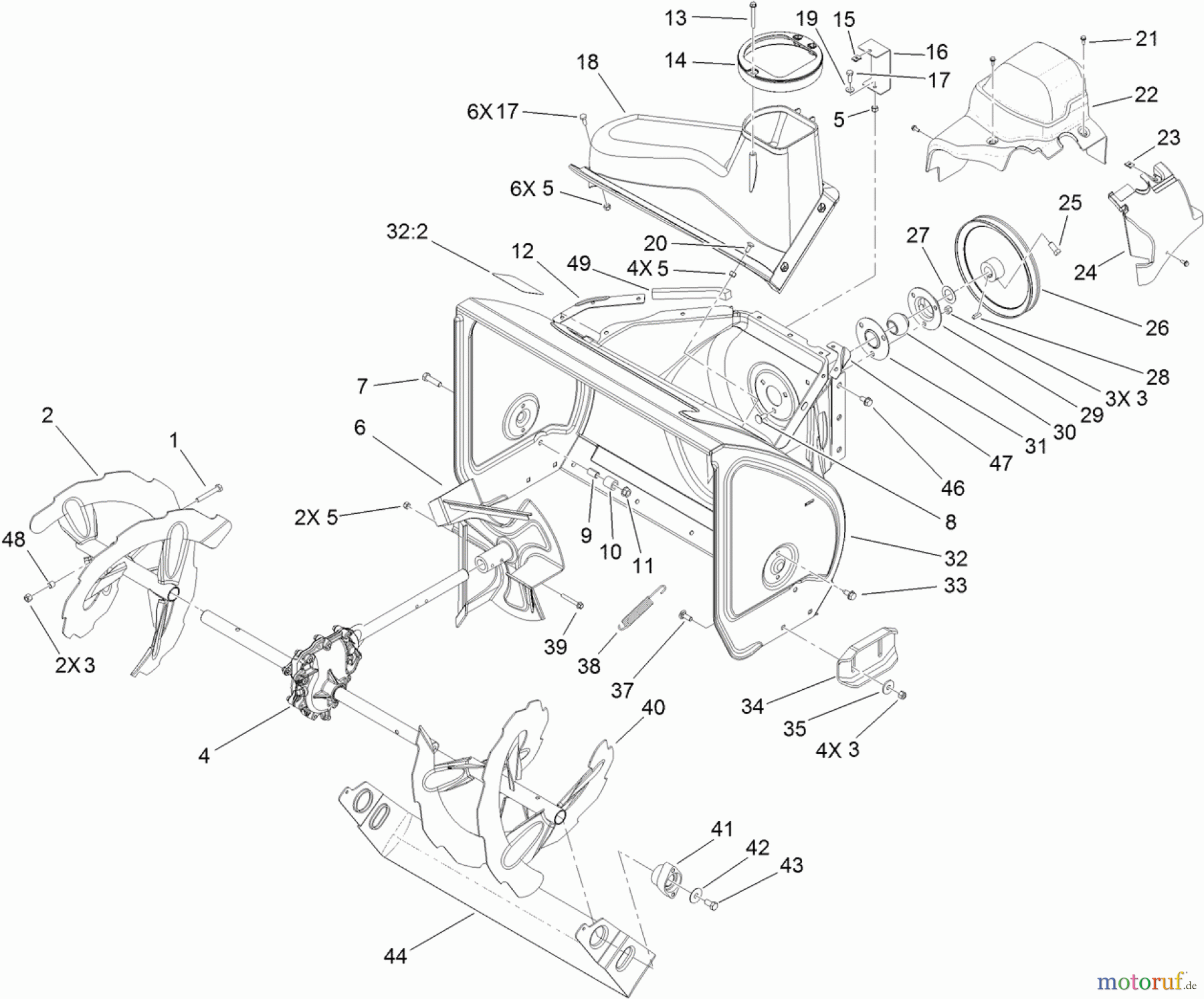  Toro Neu Snow Blowers/Snow Throwers Seite 2 38654 (1128 OXE) - Toro Power Max 1128 OXE Snowthrower, 2012 (SN 312000915-312999999) AUGER AND HOUSING ASSEMBLY