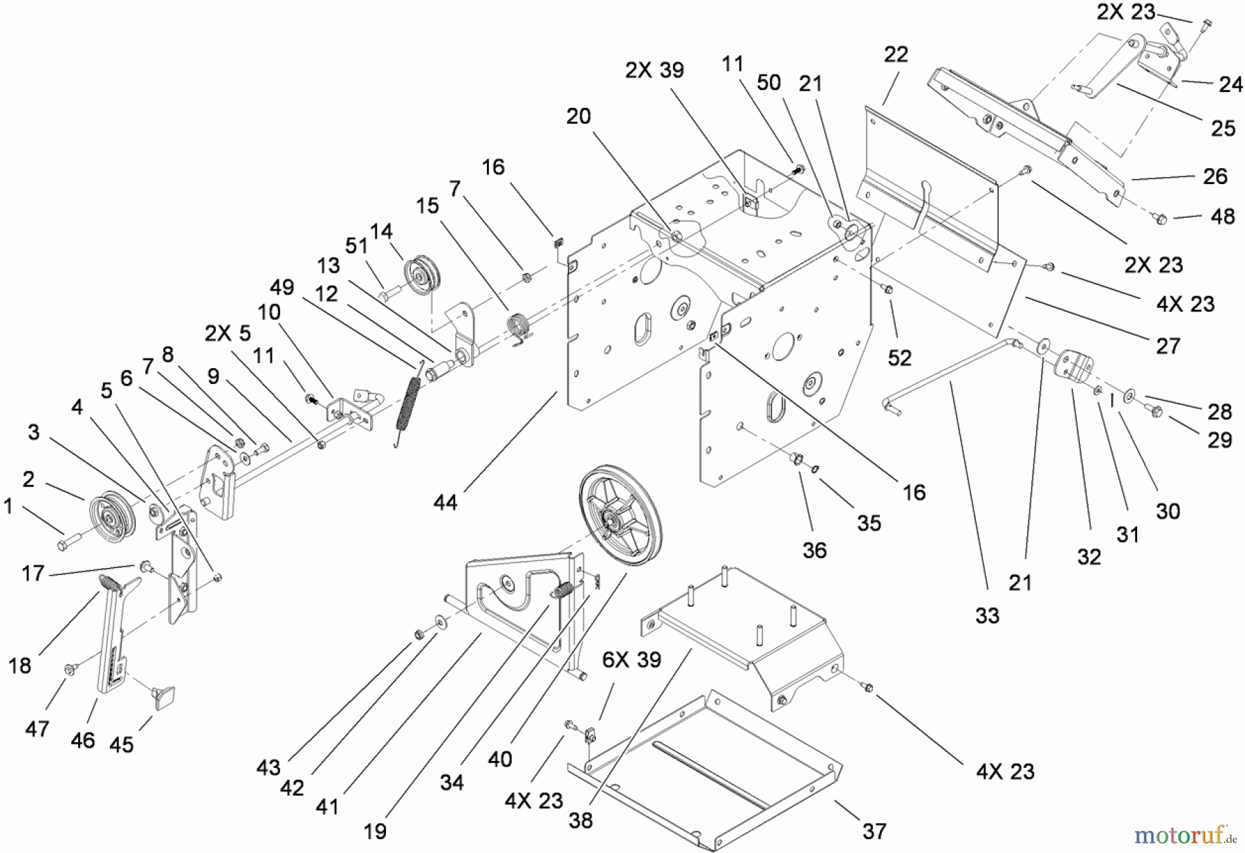 Toro Neu Snow Blowers/Snow Throwers Seite 2 38657 (1128 OXE) - Toro Power Max 1128 OXE Snowthrower, 2010 (310000001-310999999) FRAME ASSEMBLY