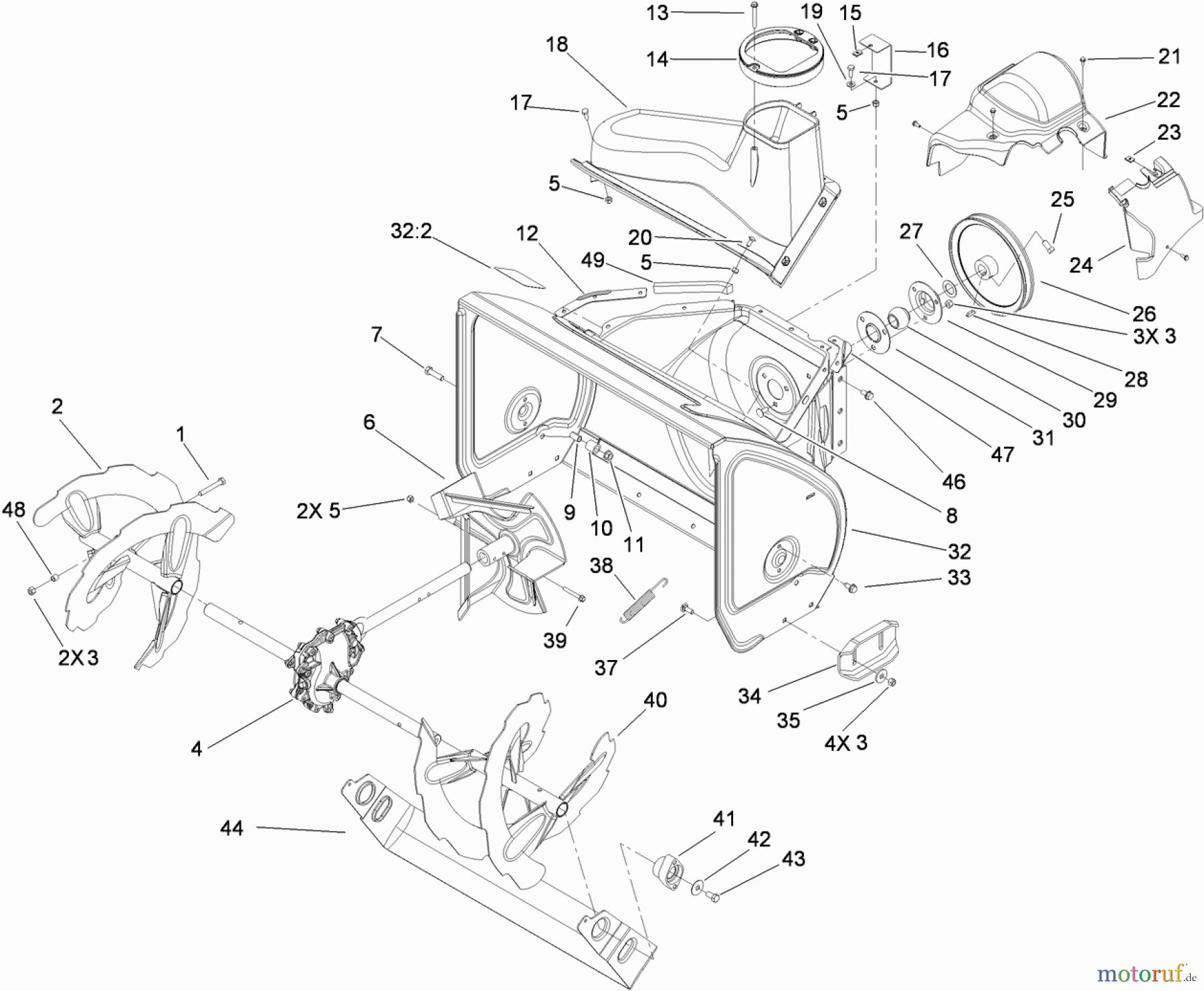 Toro Neu Snow Blowers/Snow Throwers Seite 2 38657 (1128 OXE) - Toro Power Max 1128 OXE Snowthrower, 2011 (311000001-311999999) AUGER AND HOUSING ASSEMBLY