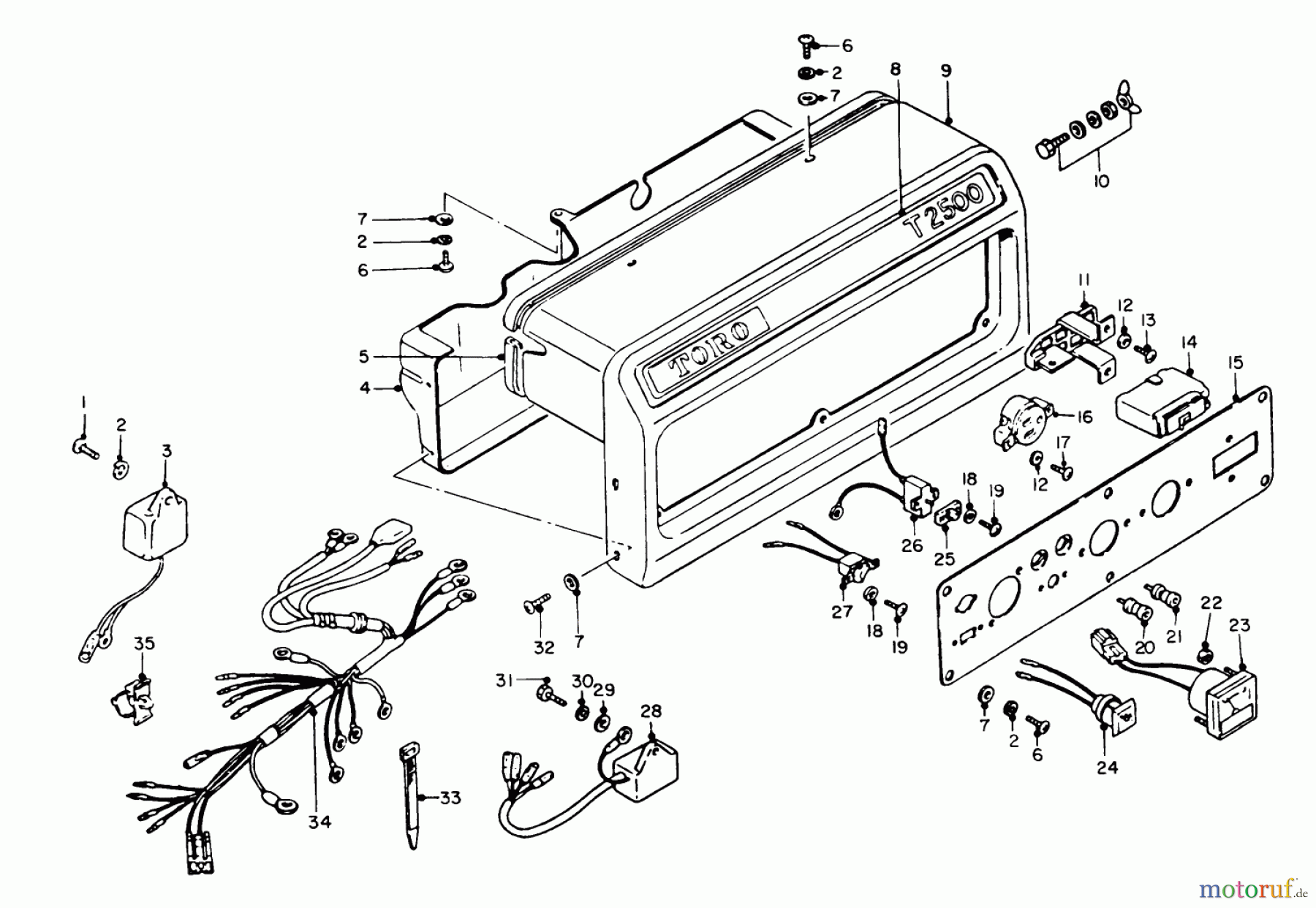 Toro Neu Generators 62025 (T2500) - Toro Generator, T2500, 1987 (7000001-7999999) CONTROL PANEL ASSEMBLY