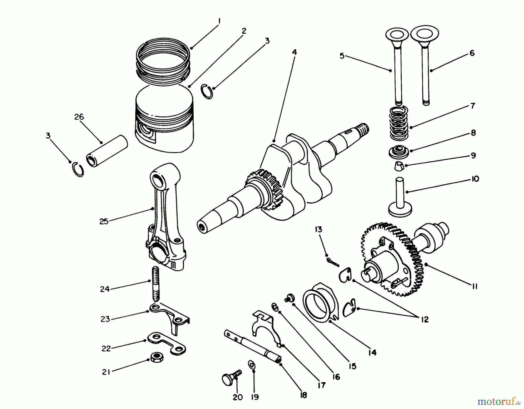 Toro Neu Generators 62025 (T2500) - Toro Generator, T2500, 1987 (7000001-7999999) CRANKSHAFT & CAMSHAFT