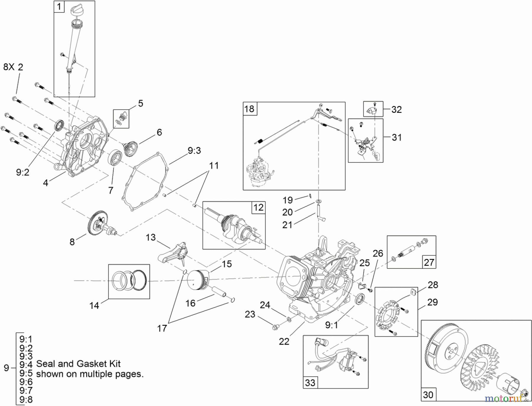  Toro Neu Snow Blowers/Snow Throwers Seite 2 38663 (1028 OXE) - Toro Power Max 1028 OXE Snowthrower, 2012 (SN 312000001-312999999) CRANKCASE ENGINE ASSEMBLY