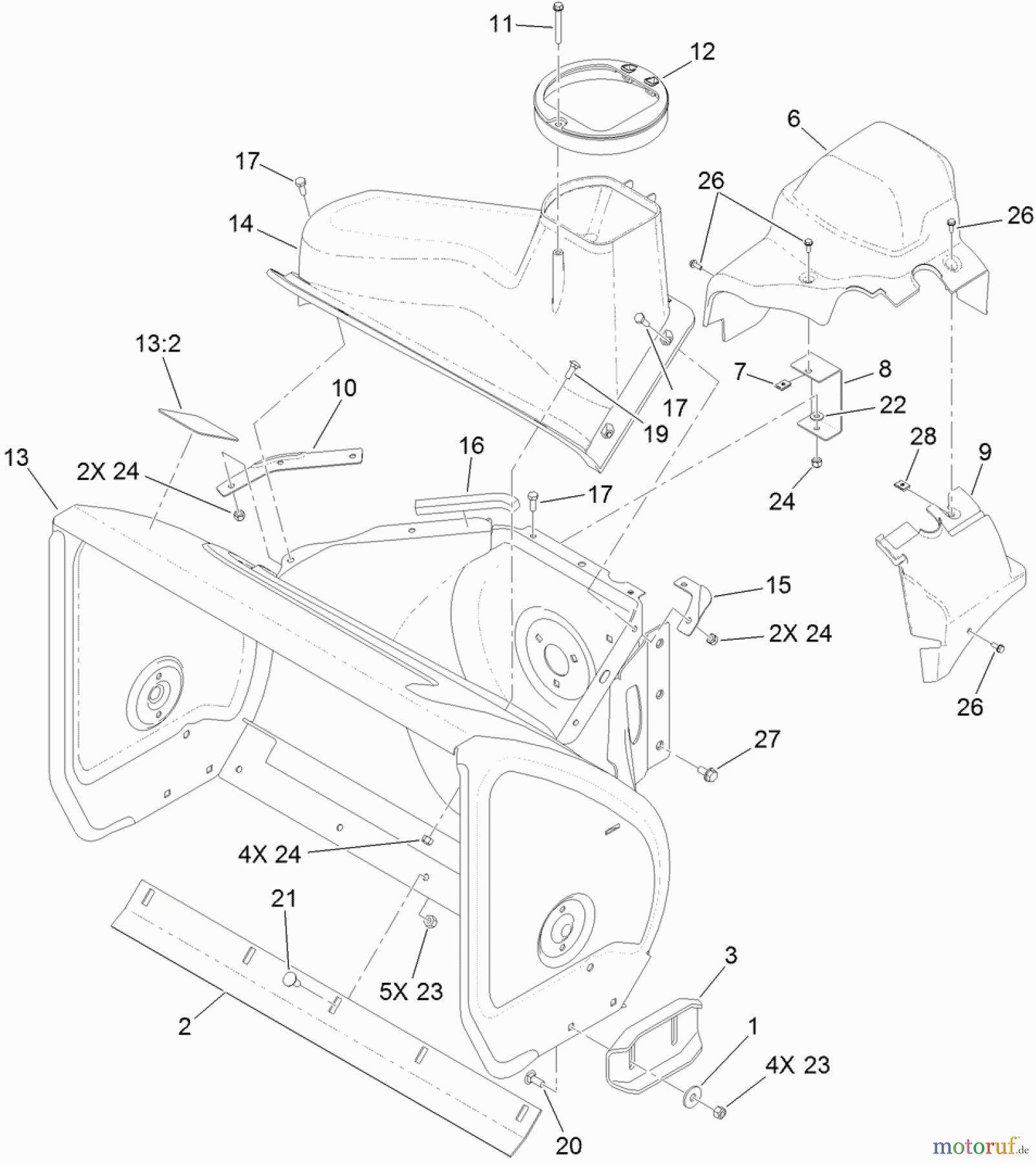 Toro Neu Snow Blowers/Snow Throwers Seite 2 38663 (1028 OXE) - Toro Power Max 1028 OXE Snowthrower, 2012 (SN 312000001-312999999) HOUSING ASSEMBLY