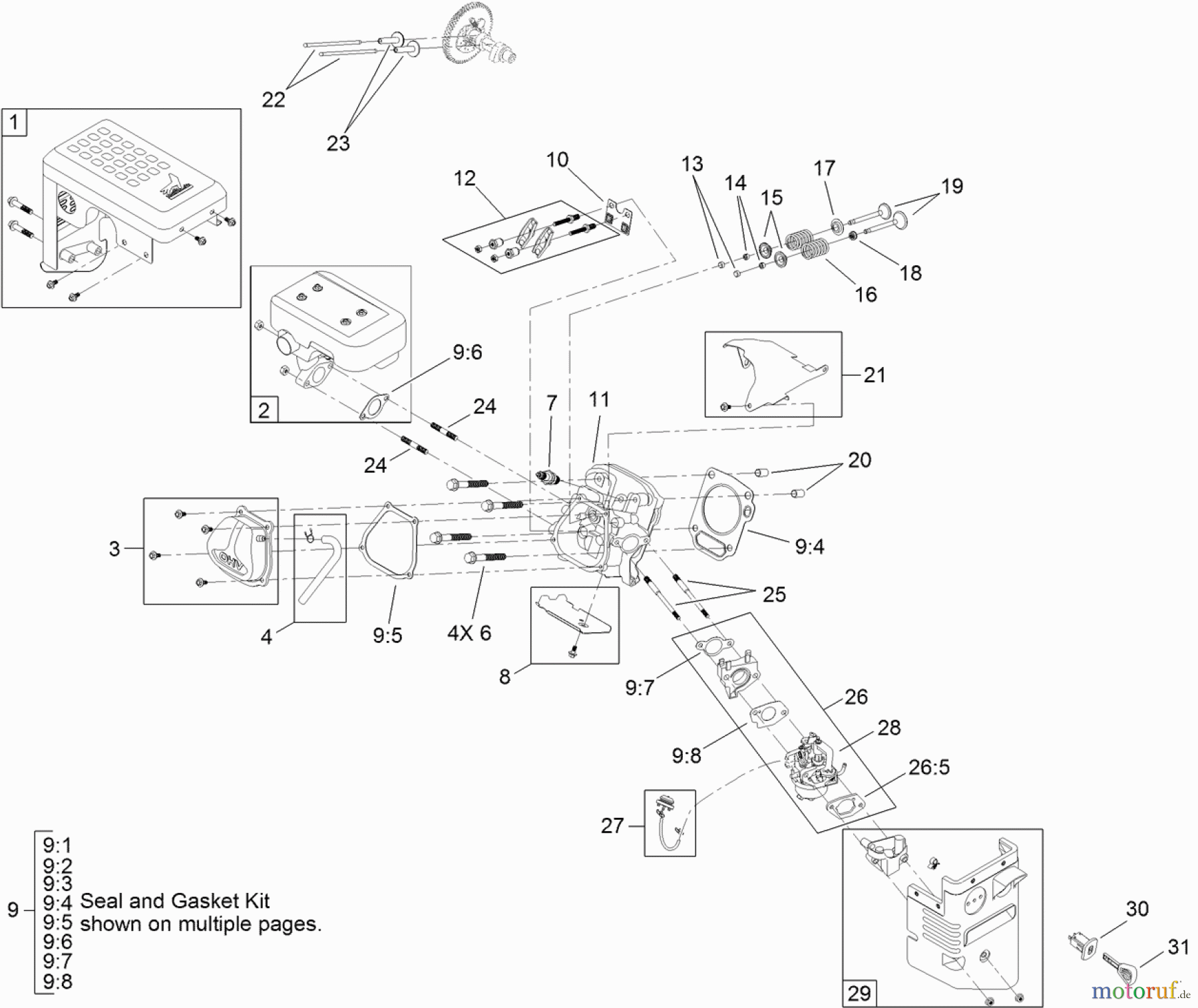 Toro Neu Snow Blowers/Snow Throwers Seite 2 38663 (1028 OXE) - Toro Power Max 1028 OXE Snowthrower, 2012 (SN 312000001-312999999) MUFFLER, CYLINDERHEAD AND CARBURETOR ENGINE ASSEMBLY