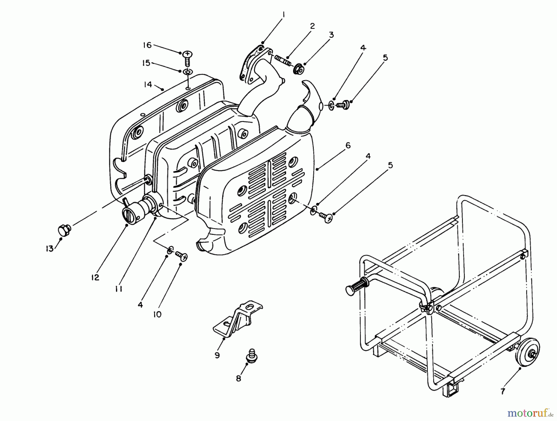 Toro Neu Generators 62025 (T2500) - Toro Generator, T2500, 1986 (6000001-6999999) MUFFLER ASSEMBLY