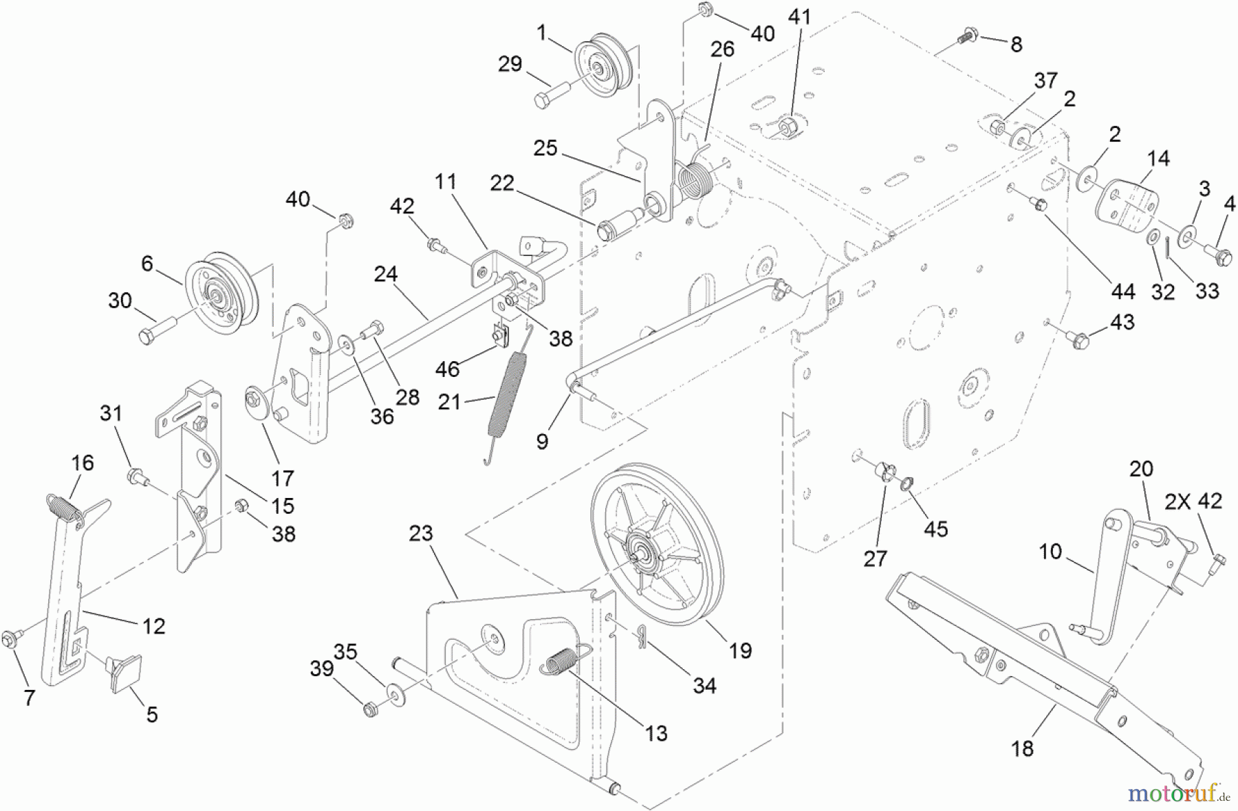 Toro Neu Snow Blowers/Snow Throwers Seite 2 38680 (1128 OXE) - Toro Power Max Heavy Duty 1128 OXE Snowthrower, 2013 (SN 313000001-313999999) IDLER AND LINKAGE ASSEMBLY