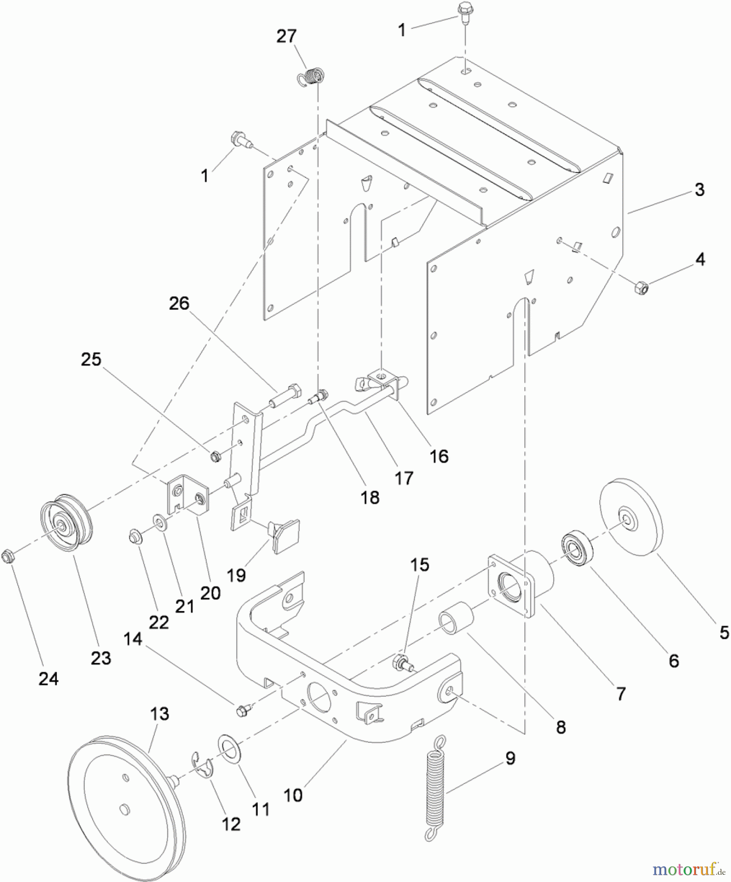Toro Neu Snow Blowers/Snow Throwers Seite 2 38818 (722 E) - Toro 722 E Power Throw Snowthrower, 2012 (SN 312000001-312999999) FRAME AND PULLEY ASSEMBLY