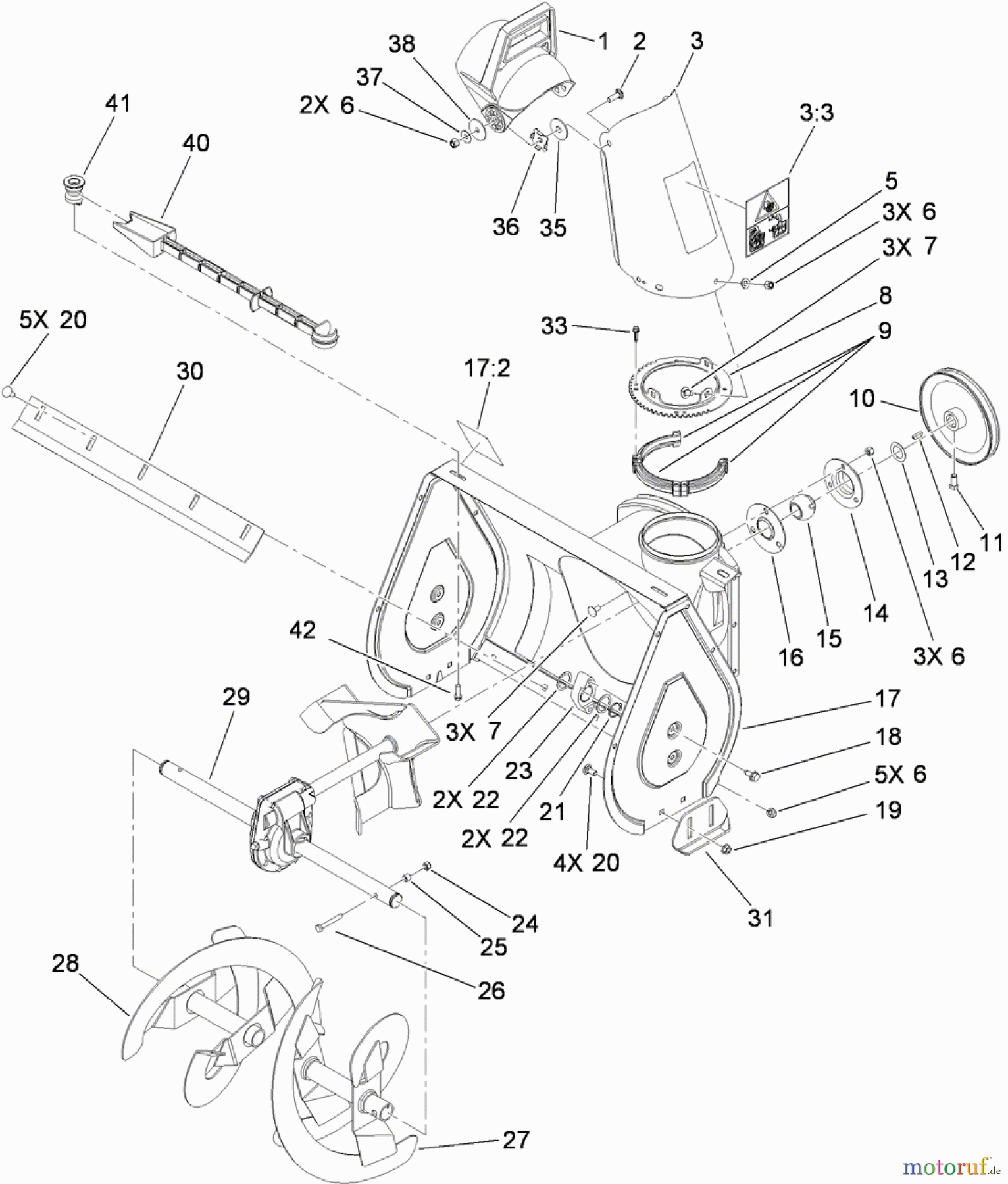  Toro Neu Snow Blowers/Snow Throwers Seite 2 38818 (722 E) - Toro 722 E Power Throw Snowthrower, 2013 (SN 313000001-313999999) AUGER HOUSING ASSEMBLY