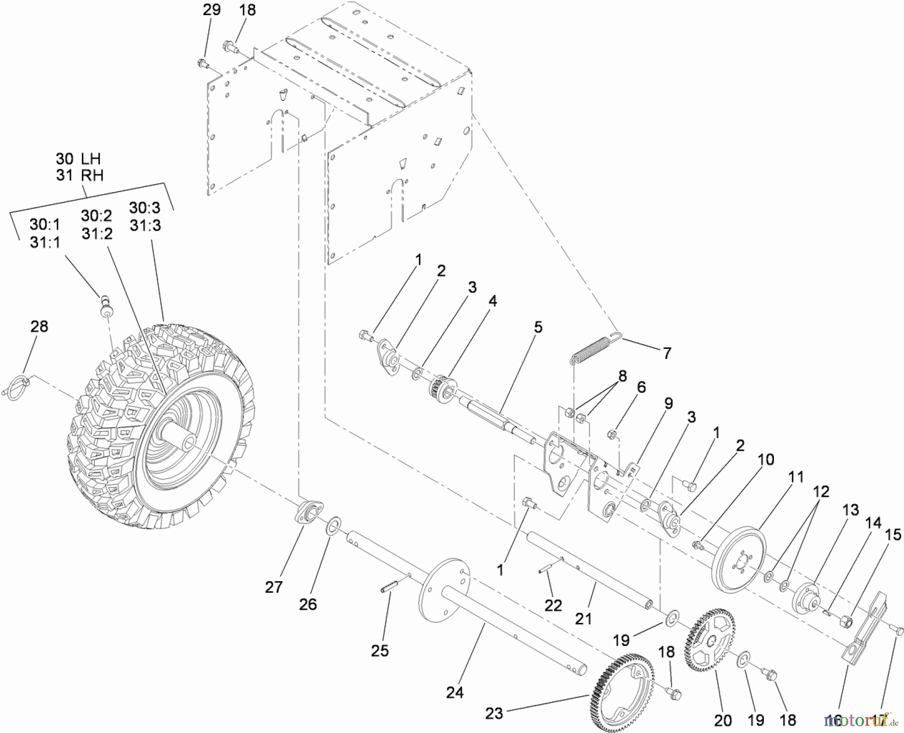  Toro Neu Snow Blowers/Snow Throwers Seite 2 38818 (722 E) - Toro 722 E Power Throw Snowthrower, 2013 (SN 313000001-313999999) DRIVE ASSEMBLY
