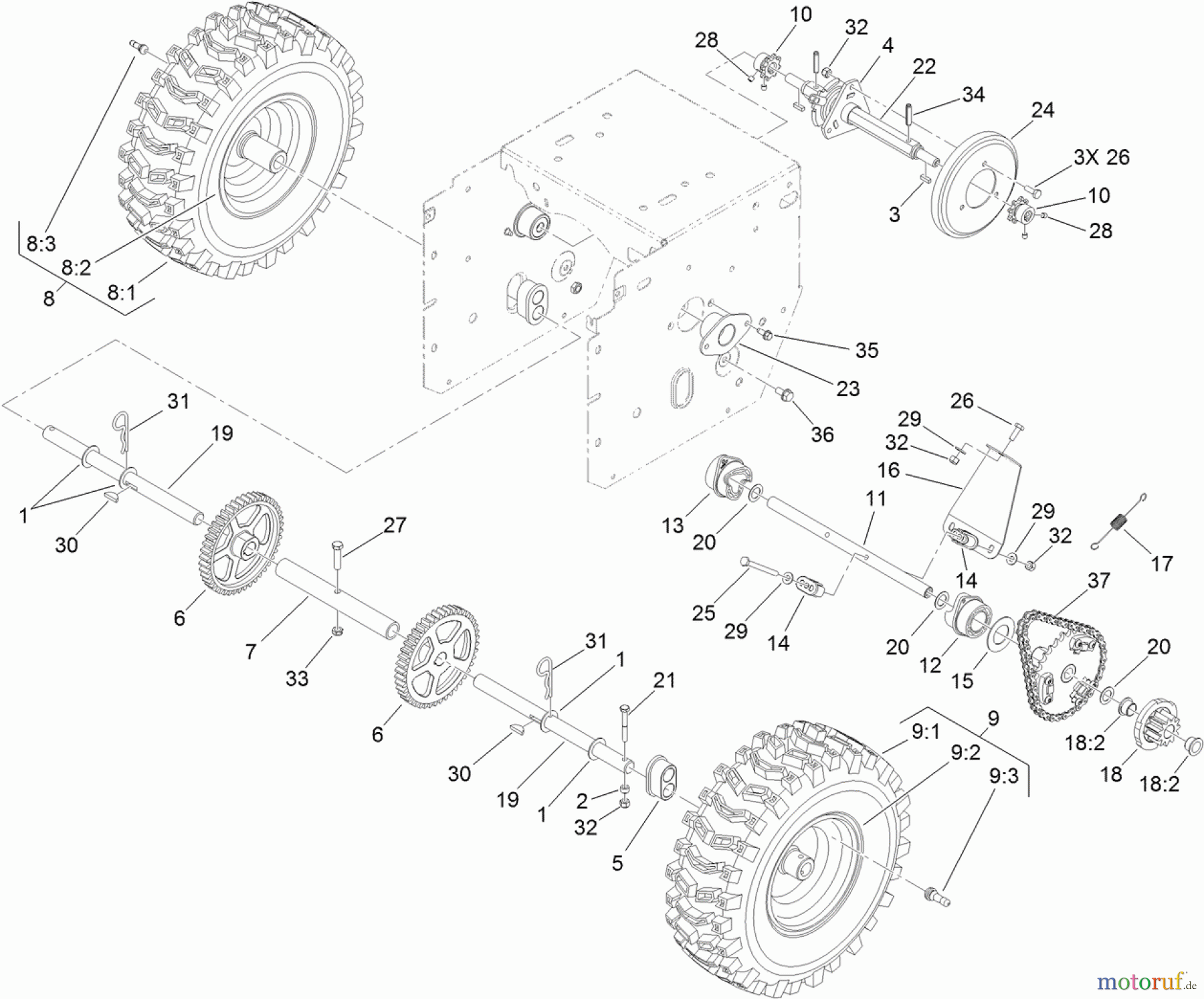 Toro Neu Snow Blowers/Snow Throwers Seite 2 38822 (928 OXE) - Toro Power Max Heavy Duty 928 OXE Snowthrower, 2013 (SN 313000001-313999999) WHEEL CLUTCH ASSEMBLY