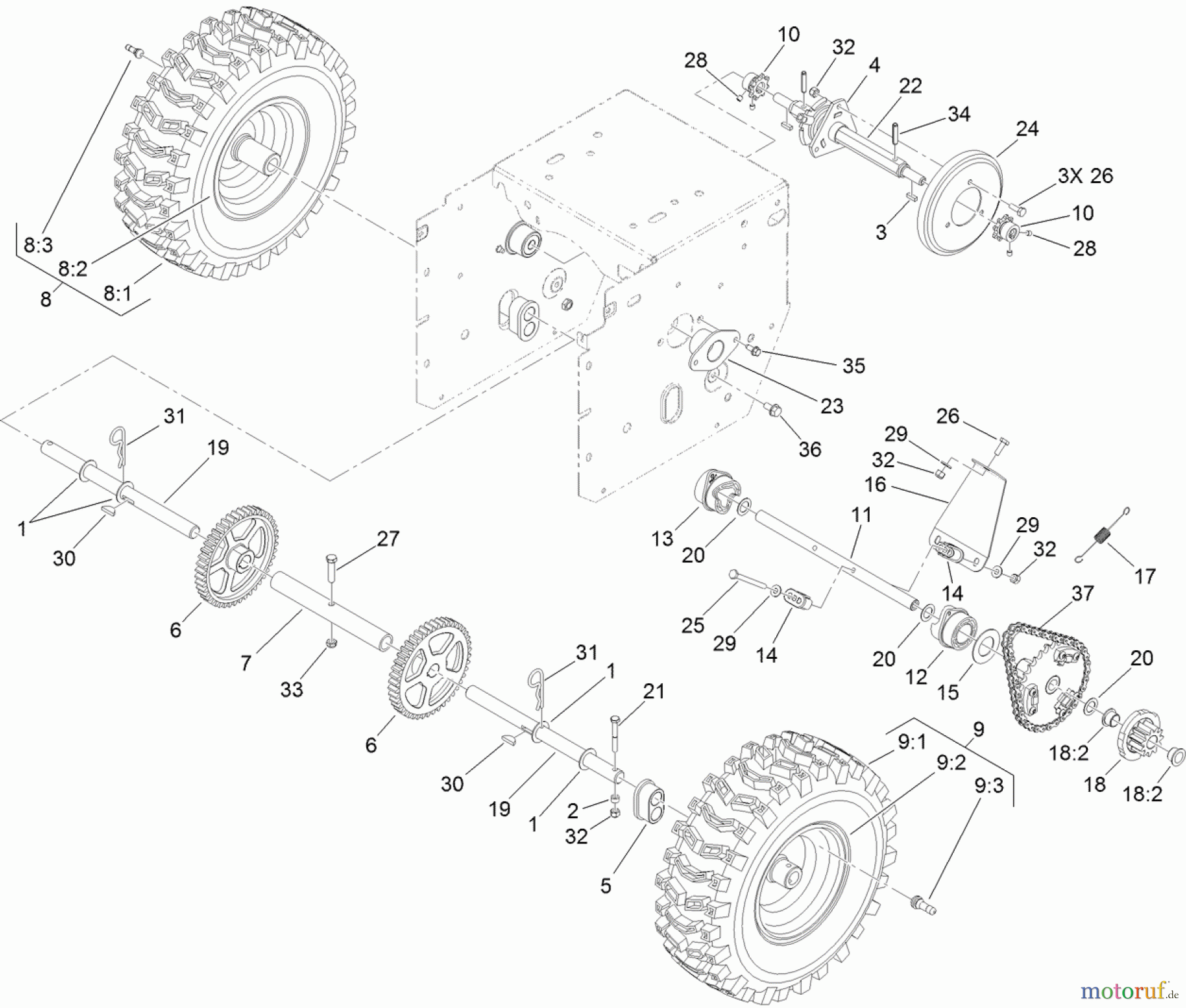 Toro Neu Snow Blowers/Snow Throwers Seite 2 38824 (1028 OXE) - Toro Power Max Heavy Duty 1028 OXE Snowthrower, 2013 (SN 313000001-313999999) WHEEL CLUTCH ASSEMBLY
