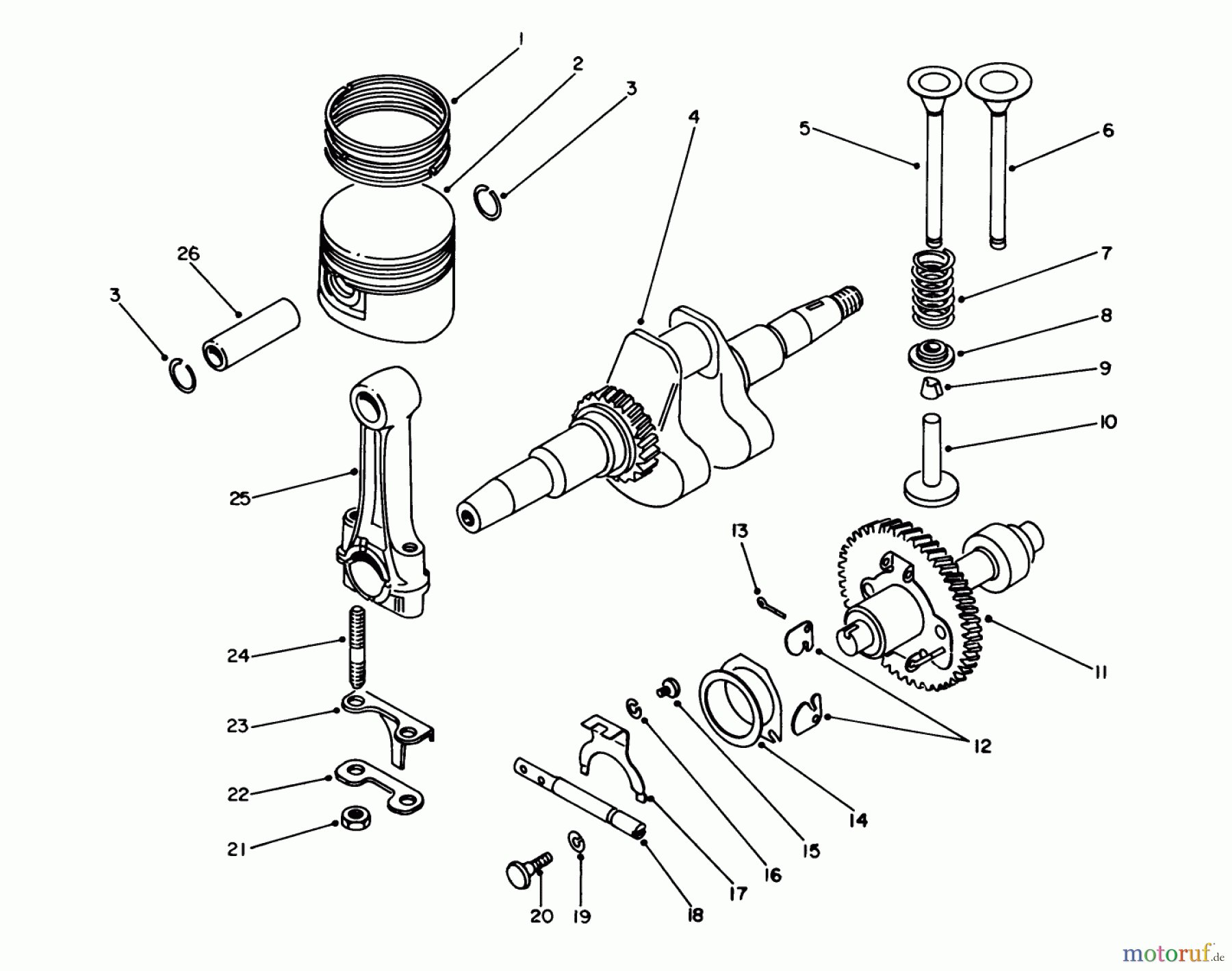 Toro Neu Generators 62027 (T2500D) - Toro Generator, T2500D, 1984 (4000001-4999999) CRANKSHAFT & CAMSHAFT