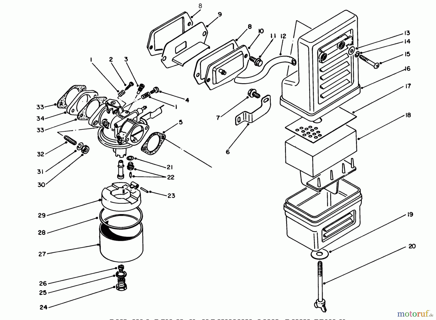 Toro Neu Generators 62032 (T3000D) - Toro Generator, T3000D, 1984 (4000001-4999999) AIR CLEANER & CARBURETOR ASSEMBLY
