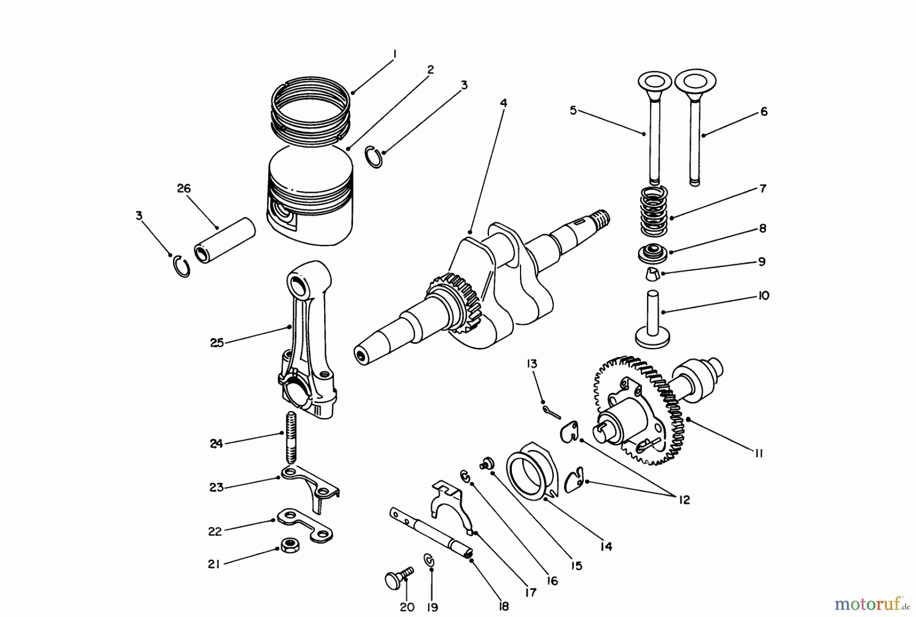 Toro Neu Generators 62032 (T3000D) - Toro Generator, T3000D, 1985 (5000001-5999999) CRANKSHAFT & CAMSHAFT ASSEMBLY