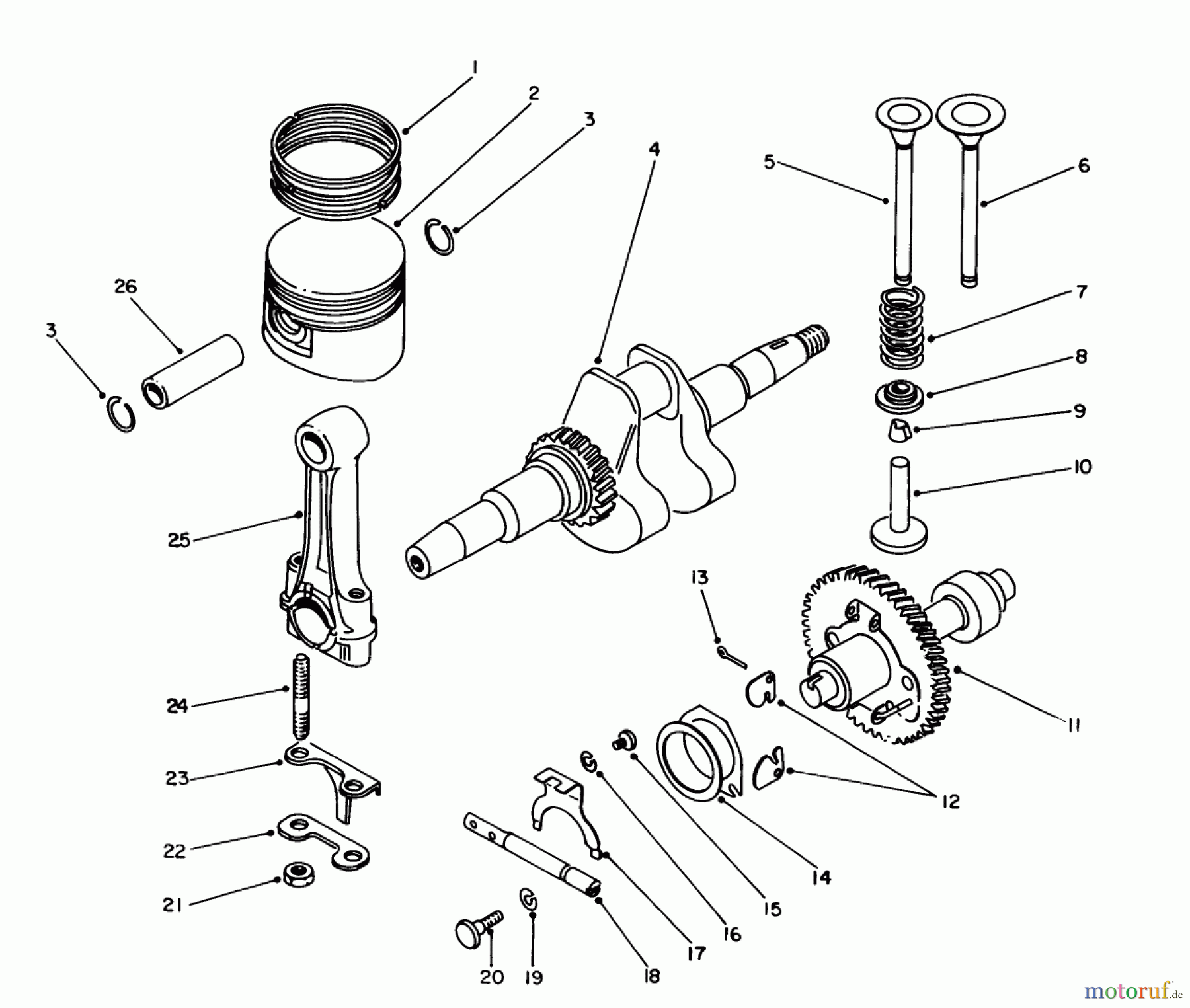  Toro Neu Generators 62032 (T3000D) - Toro Generator, T3000D, 1988 (8000001-8999999) CRANKSHAFT & CAMSHAFT ASSEMBLY