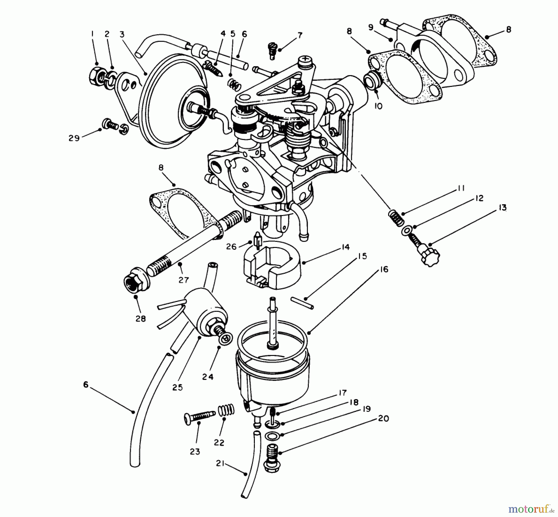 Toro Neu Generators 62040 (T4000D) - Toro Generator, T4000D, 1984 (4000001-4999999) CARBURETOR ASSEMBLY