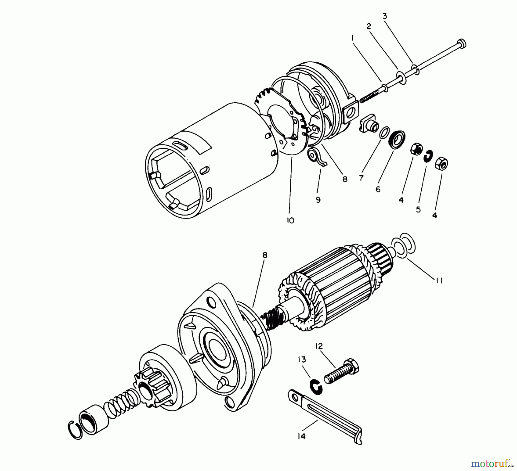 Toro Neu Generators 62040 (T4000D) - Toro Generator, T4000D, 1984 (4000001-4999999) STARTER MOTOR ASSEMBLY