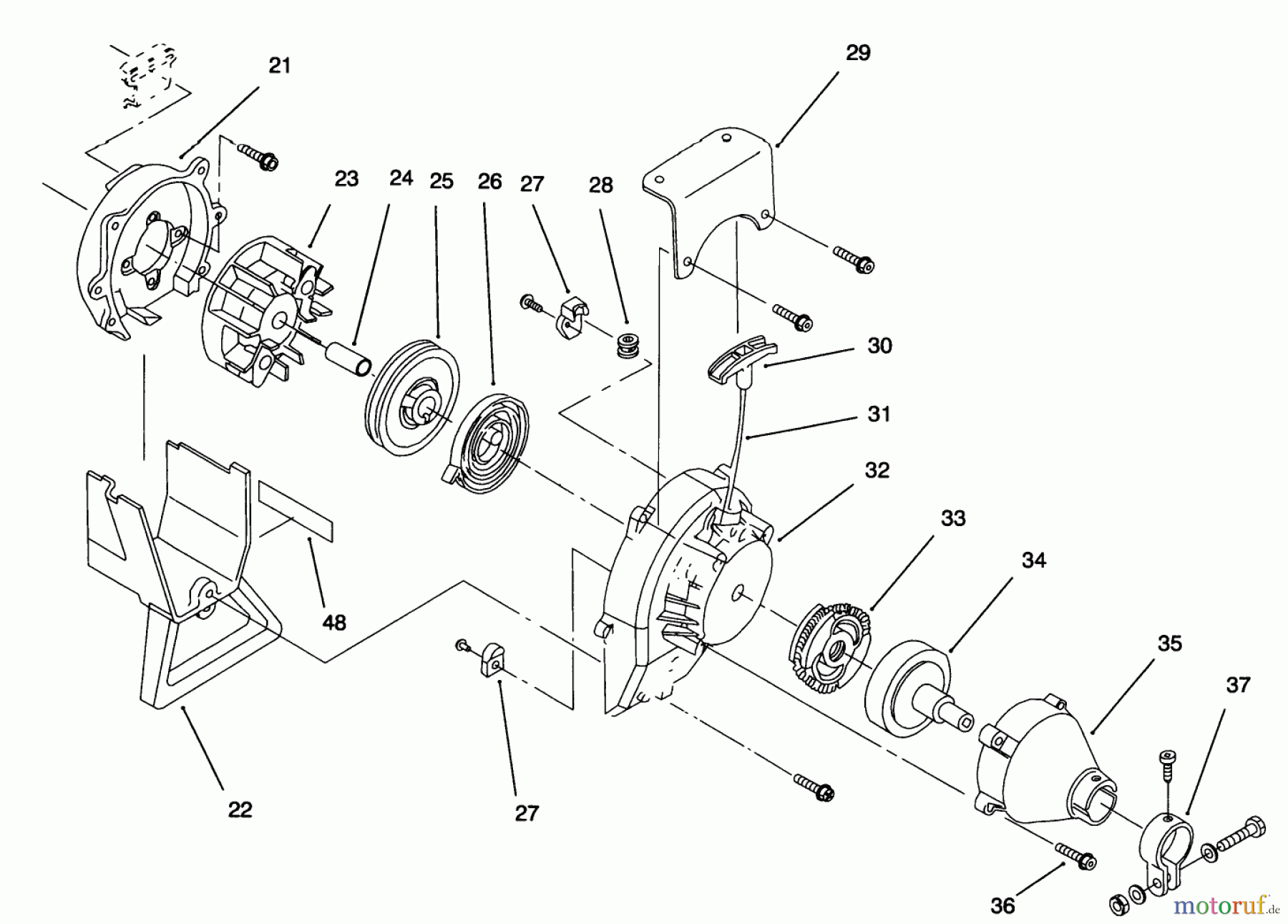 Toro Neu Tillers/Cultivators 58355 - Toro Garden Cultivator, 1997 (79000001-79999999) FLYWHEEL, STARTER, & CLUTCH ASSEMBLIES