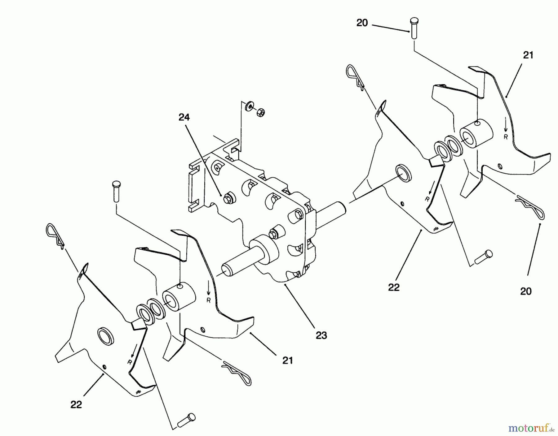 Toro Neu Tillers/Cultivators 58355 - Toro Garden Cultivator, 1997 (79000001-79999999) TINE ASSEMBLY