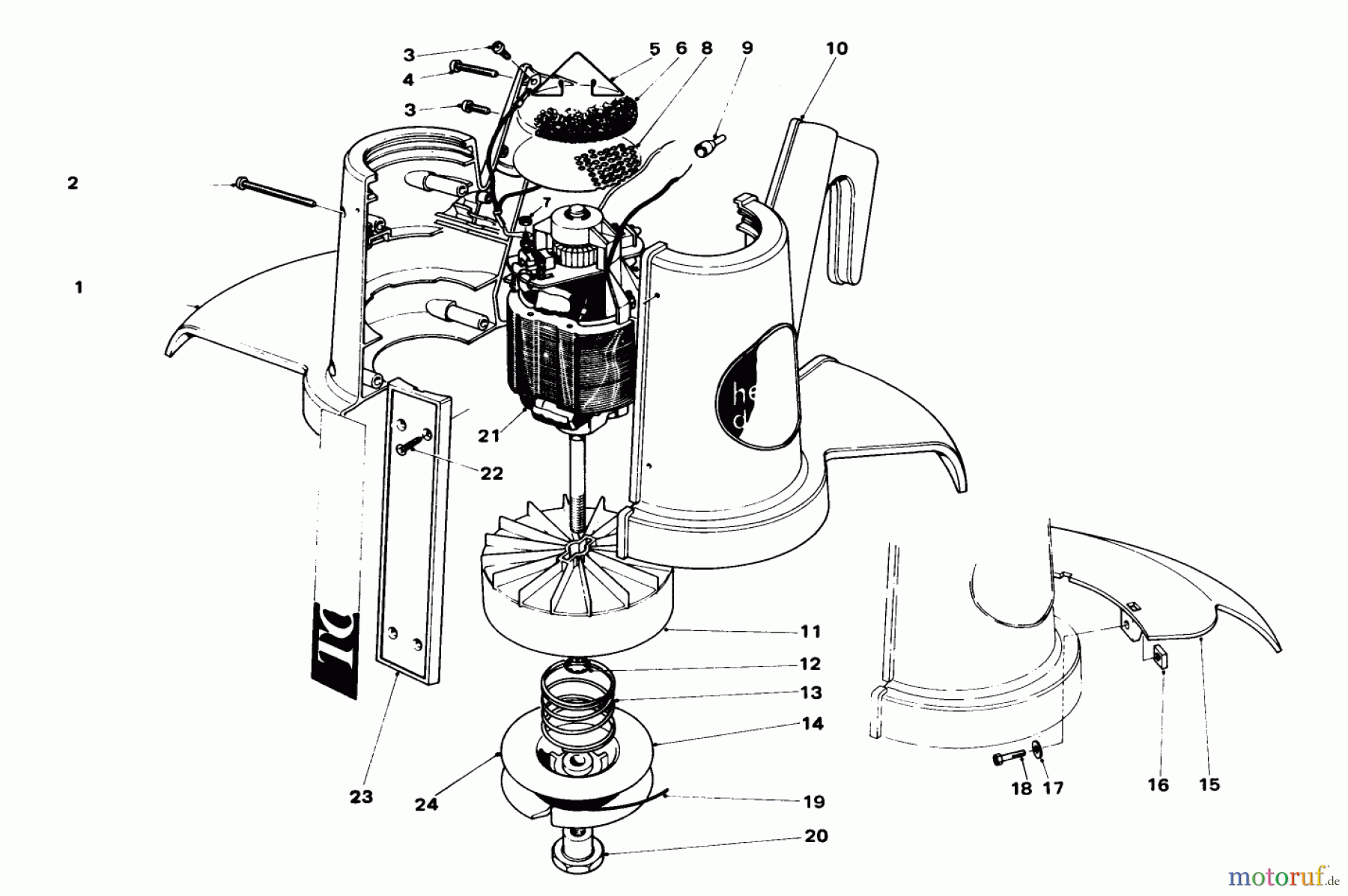 Toro Neu Trimmers, String/Brush 51107 - Toro Trimmer, 1977 (7000001-7999999) MOTOR & HOUSING ASSEMBLY