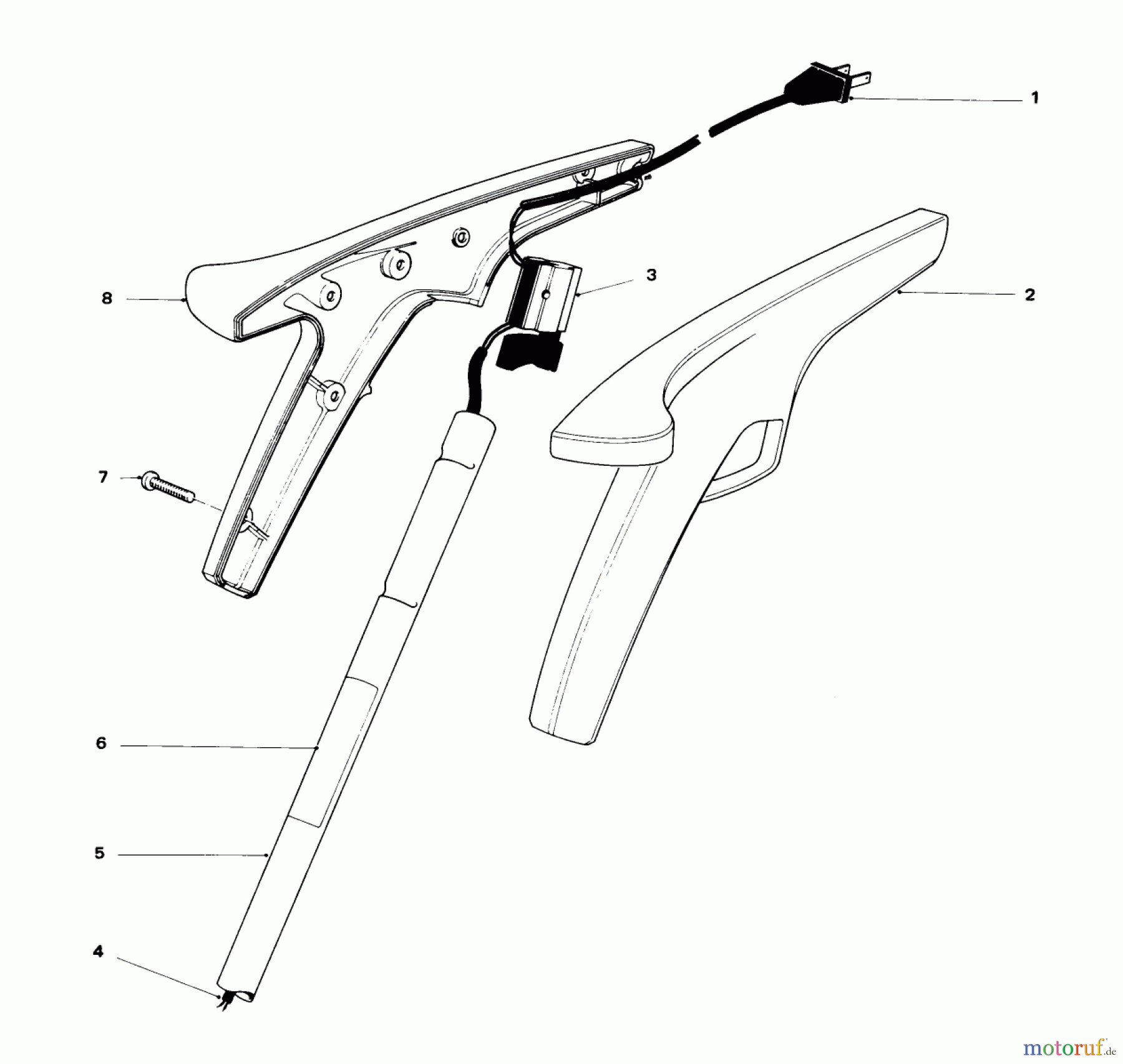 Toro Neu Trimmers, String/Brush 51225 (900) - Toro 900 Electric Trimmer, 1980 (0000001-0999999) HANDLE ASSEMBLY