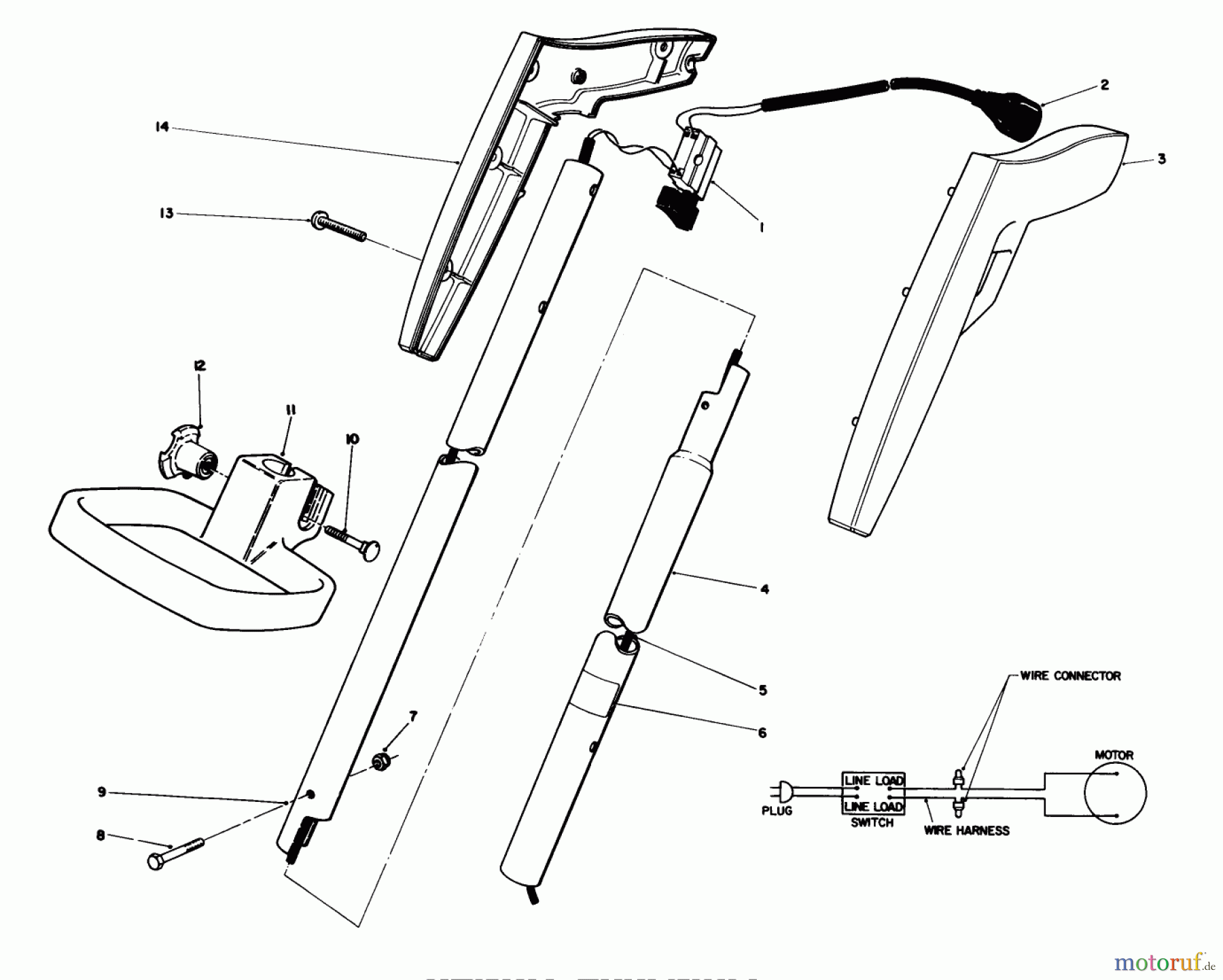  Toro Neu Trimmers, String/Brush 51255 (1000) - Toro 1000 Electric Trimmer, 1987 (7000001-7999999) HANDLE ASSEMBLY