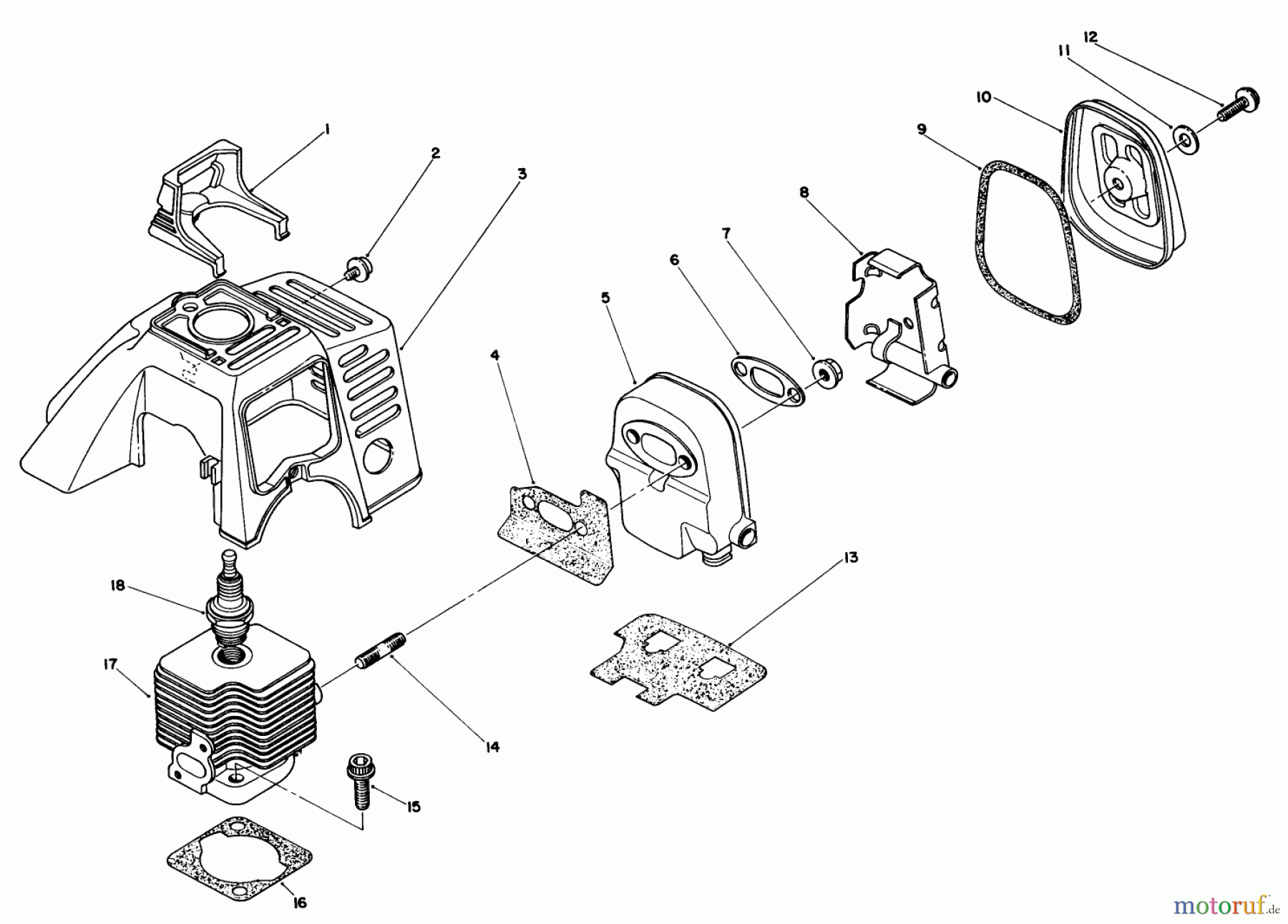 Toro Neu Trimmers, String/Brush 51642 (TC 2000) - Toro TC 2000 Gas Trimmer, 1986 (6000001-6999999) CYLINDER & MUFFLER ASSEMBLY